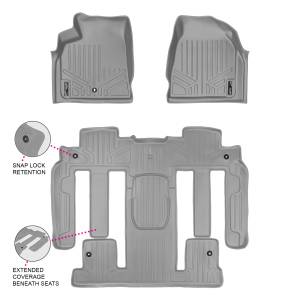 Maxliner USA - MAXLINER Custom Fit Floor Mats 3 Row Liner Set Grey for Enclave / Acadia / Outlook with 2nd Row Bucket Seats - Image 1