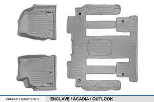 Maxliner USA - MAXLINER Custom Fit Floor Mats 3 Row Liner Set Grey for Enclave / Acadia / Outlook with 2nd Row Bucket Seats - Image 5