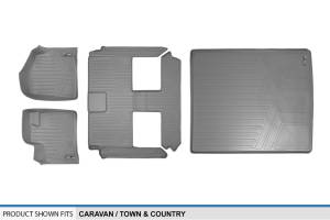 Maxliner USA - MAXLINER Floor Mats 3 Rows and Cargo Liner Behind 2nd Row Set Grey for 2008-2019 Caravan / Town & Country (Stow'n Go Only) - Image 6