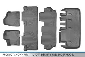 Maxliner USA - MAXLINER Floor Mats 3 Rows and Cargo Liner Behind 3rd Row Set Grey for 2011-2012 Toyota Sienna 8 Passenger Model Only - Image 7