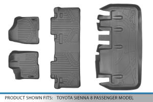 Maxliner USA - MAXLINER Floor Mats 2 Rows and Cargo Liner Behind 3rd Row Set Grey for 2011-2012 Toyota Sienna 8 Passenger Model Only - Image 6