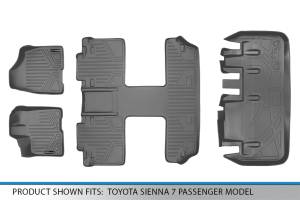 Maxliner USA - MAXLINER Floor Mats 3 Rows and Cargo Liner Behind 3rd Row Set Grey for 2011-2012 Toyota Sienna 7 Passenger Model Only - Image 6