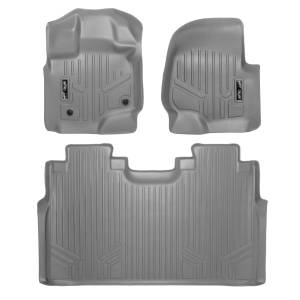 MAXLINER Custom Fit Floor Mats 2 Row Liner Set Grey for 2015-2019 Ford F-150 SuperCrew Cab with 1st Row Bucket Seats