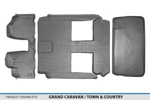 Maxliner USA - MAXLINER Floor Mats 3 Rows and Cargo Liner Behind 3rd Row Set Grey for 2008-2019 Caravan / Town & Country (Stow'n Go Only) - Image 6