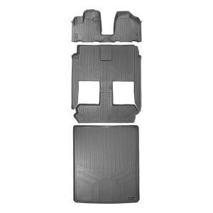 MAXLINER Floor Mats 3 Rows and Cargo Liner Behind 2nd Row Set Grey for 2008-2019 Caravan / Town & Country (Stow'n Go Only)