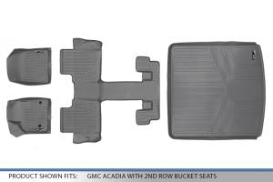 Maxliner USA - MAXLINER Floor Mats 3 Rows and Cargo Liner Behind 2nd Row Set Grey for 2017-2019 GMC Acadia with 2nd Row Bucket Seats - Image 6
