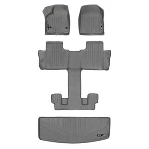 MAXLINER Floor Mats 3 Rows and Cargo Liner Behind 3rd Row Set Grey for 2017-2019 GMC Acadia with 2nd Row Bucket Seats