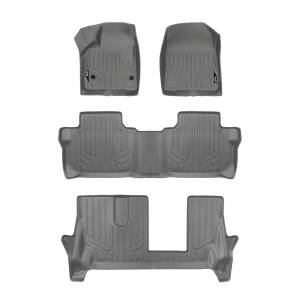 MAXLINER Custom Fit Floor Mats 3 Row Liner Set Grey for 2017-2019 GMC Acadia with 2nd Row Bench Seat