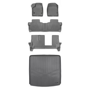 MAXLINER Custom Floor Mats 3 Rows and Cargo Liner Behind 2nd Row Set Grey for 2017-2019 GMC Acadia with 2nd Row Bench Seat