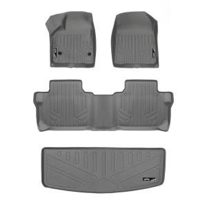 MAXLINER Custom Floor Mats 2 Rows and Cargo Liner Behind 3rd Row Set Grey for 2017-2019 GMC Acadia with 2nd Row Bench Seat