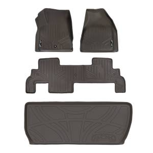 MAXLINER Custom Floor Mats 2 Rows and Cargo Liner Behind 3rd Row Set Cocoa for Traverse / Enclave with 2nd Row Bench Seat