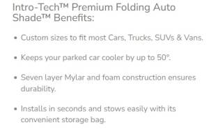 Intro-Tech Automotive - Intro-Tech Premier Folding Sun Shade for Toyota Sequoia 2018-2022 w/ sensor TT-908-P - Image 5