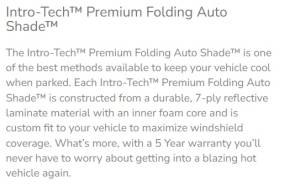 Intro-Tech Automotive - Intro-Tech Premier Folding Sun Shade for Toyota Sequoia 2018-2022 w/ sensor TT-908-P - Image 7