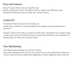 DashDesigns - Endura Custom Fit Carpet Floor Mats - Dash Designs - Image 16